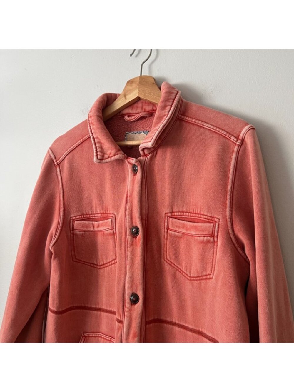 Anthropologie Pilcro Cozy Fleece Shirt Jacket Pink Women's Size Medium - Picture 4 of 9